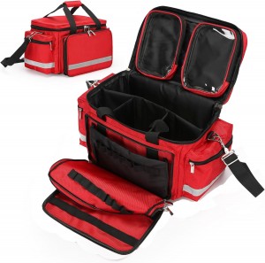Medical First Aid Bag Empty Home Health Nurse Storage Detachable Divider Red Class II Medical Supplies Emergency Responder