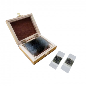 Microscope slides prepared by grinding mineral slides for teaching experiments