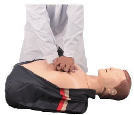 Half body CPR manikin with cue right and wrong lights