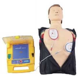 Simulated defibrillation half body CPR manikin with AED