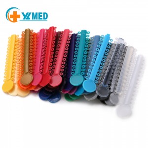 Cross-border dental ligature ring Orthodontic ligature ring rubber bhendi ruvara rwakasanganiswa ruvara rwakajeka ligature ring seti yezvidimbu makumi mana.