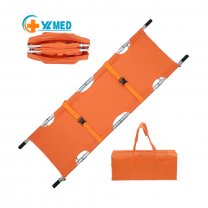 Foldable Emergency Medical Stretcher First-Aid Devices Manual Portable Patient Transport Carry Bag Backpack Straps Rubber Feet