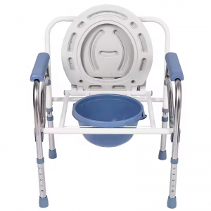 High Quality Elderly Disabled Mobile Toilet Commode Chair Folding Stainless Steel 120kg Capacity Rehabilitation Therapy Supplies