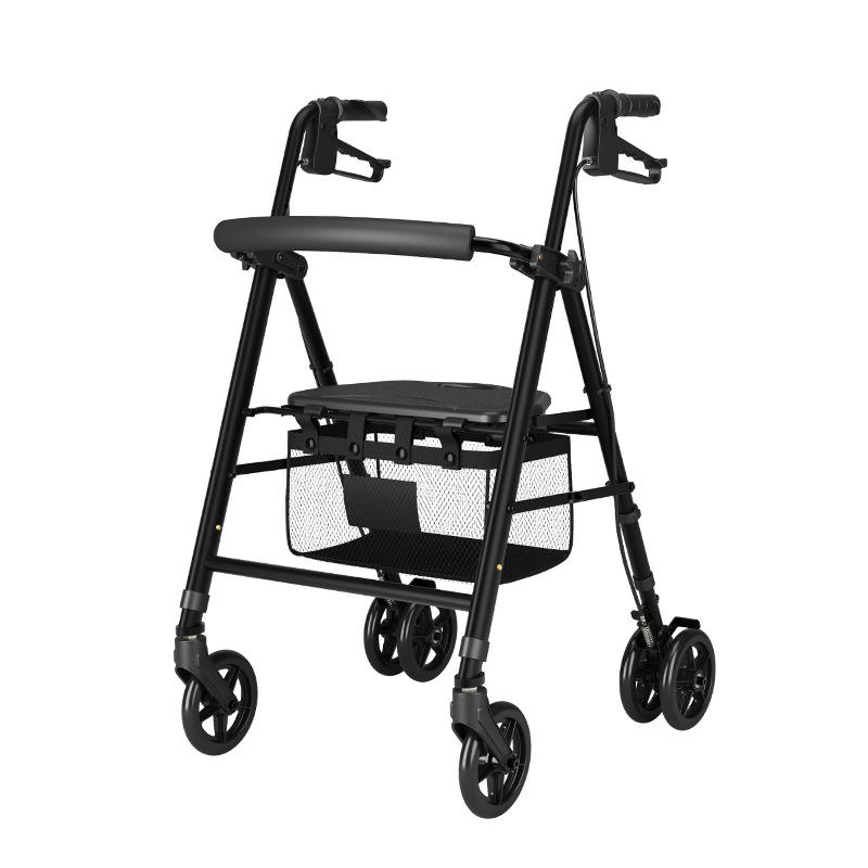 Multifunctional Four-Wheel Shopping Trolley Outdoor Elderly Walker Disabled Bone Folding Rollator