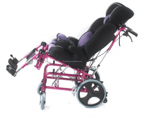 High Quality Aluminum Alloy Frame Children’s Wheelchair Cerebral Palsy 2-12 Years Old Purple Color Detachable Legrest Manual