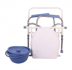 High Quality Elderly Disabled Mobile Toilet Commode Chair Folding Stainless Steel 120kg Capacity Rehabilitation Therapy Supplies
