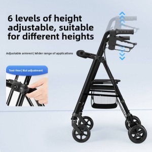 Multifunctional Four-Wheel Shopping Trolley Outdoor Elderly Walker Disabled Bone Folding Rollator