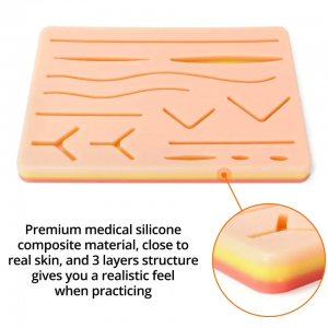 Likitan suture pad 3 yadudduka, kit ɗin suture, kushin siliki mai dorewa don horar da ɗalibai